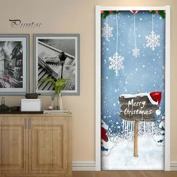 Рождественская крышка входной двери снеговик дерево веселый рождественский фон двери баннер подвесное украшение для праздничного домашнего декора A