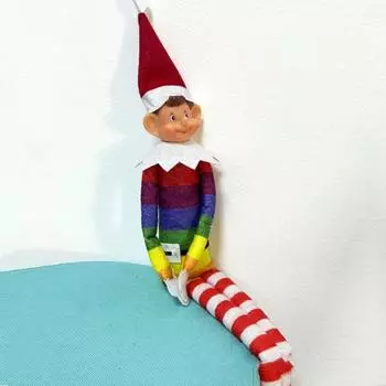 Yousheng Рождественская кукла-эльф, украшение радужного цвета, длинные ноги, сидящая кукла-эльф, украшение для домашнего праздничного украшения
