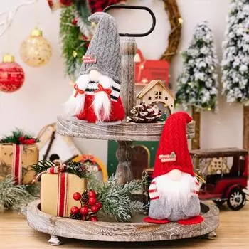 Рождественская кукла-гном без лица, плюшевый гном, украшение с вязаной остроконечной шапкой, набитая Men