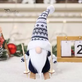 Рождественская кукла-гном, плюшевая безликая кукла-эльф, игрушка-гном, мягкая плюшевая праздничная фигурка-гном, подушка для рождественского домашнего декора синий