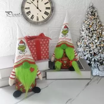 Рождественская кукла-гном с зеленой бородой, безликий гном, украшение, праздничное украшение, кукла-гном с остроконечной шляпой для домашнего декора One Size A