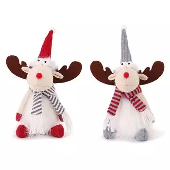 Рождественская кукла лось, милое украшение, кукла-животное, украшение для вечеринки, домашнего магазина, окна, офиса Gray 25x10cm / 9.8x3.9in
