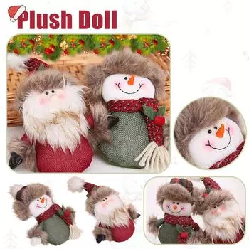 Рождественская кукла-мешок Рождественская плюшевая кукла Рождественские украшения Подвесное украшение на елку Детская льняная кукла Старик Снеговик One Size