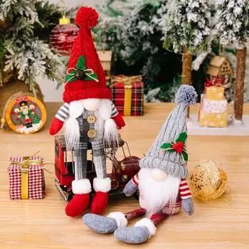Рождественская кукла-орнамант Безликий плюшевый мягкий красочный вязаный Рудольф для вечеринок, украшение для рабочего стола, новогодний подарок, Рождественский орнамент красный