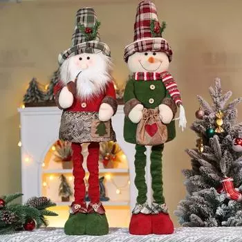 Рождественская кукла, плюшевая фигурка Санта-Клауса, снеговика, оленя, мягкая выдвижная ножка, рождественские игрушки для кукол для домашнего стола, каминной полки One Size A