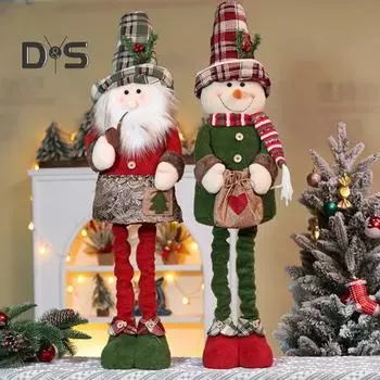 Рождественская кукла, плюшевая фигурка Санта-Клауса, снеговика, оленя, мягкая выдвижная ножка, рождественские игрушки для кукол для домашнего стола, каминной полки One Size A