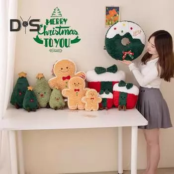 Рождественская кукла, плюшевая игрушка, пряничный человечек, рождественская елка, пончик, мягкая подушка, декор для дома и комнаты на Рождество, день рождения A