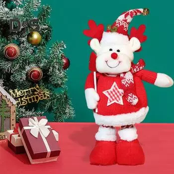 Рождественская кукла, плюшевая игрушка Санта-Клауса, снеговика, лося, с телескопической ногой для рождественского декора для дома, стола, камина, окна, сада B