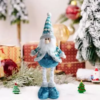 Рождественская кукла, плюшевая стоящая фигурка Санта-Клауса, оленя, снеговика с телескопической ногой, синяя игрушка-гном для дерева, камина, стола, окна B