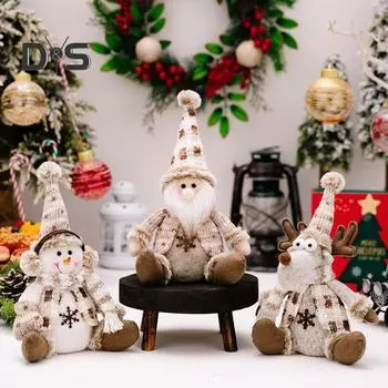 Рождественская кукла, плюшевая вязаная игрушка снеговик, лось, Санта, мягкая сидящая рождественская фигурка, настольный декор, мягкая праздничная подушка для книжной полки на окно Santa Claus