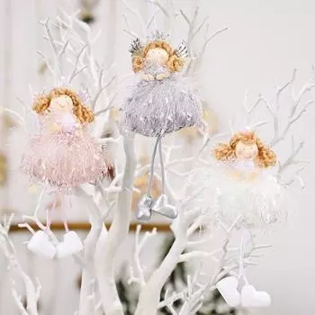 Рождественская кукла-подвеска, плюшевая кукла-ангел, рождественский орнамент с ангелами
