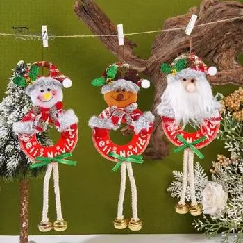 Рождественская кукла, подвесные украшения на елку, плюшевый мини-снеговик, медведь, олень, подвеска для зимнего домашнего офиса, окна, стены A