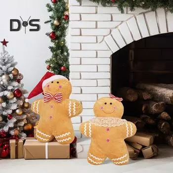 Рождественская кукла пряничный человечек плюшевая набитая пряничная подушка для диванной подушки украшение для домашней вечеринки Womens
