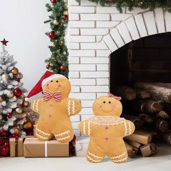 Рождественская кукла пряничный человечек плюшевая набитая пряничная подушка для диванной подушки украшение для домашней вечеринки Womens