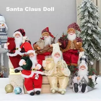Рождественская кукла Санта-Клауса, плюшевый свитер, Санта держит подарочный пакет, фигурка, рождественская елка, декор для вечеринки G