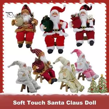 Рождественская кукла Санта-Клауса, плюшевый свитер, Санта держит подарочный пакет, фигурка, рождественская елка, декор, праздничные принадлежности для дома, бара, стола, камина G