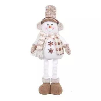 Рождественская кукла-снеговик, украшение, выдвижные длинные ноги, вязаный шарф ручной работы, плюшевые наушники, Рождественский настольный орнамент в виде лося, праздничный праздничный подарок C