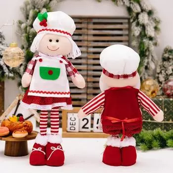 Рождественская кукла, телескопическая ножка, шеф-повар, Санта-Клаус, плюшевая кукла, украшение для стола, центральный элемент для домашнего офиса, декор для вечеринки Mens