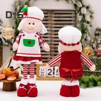 Рождественская кукла, телескопическая ножка, шеф-повар, Санта-Клаус, плюшевая кукла, украшение для стола, центральный элемент для домашнего офиса, декор для вечеринки Mens