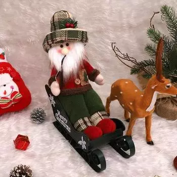 Рождественская кукла, украшение, сани, машина, тянущая Санта-Клауса, снеговика, сидящая кукла, мягкая рождественская фигурка для торгового центра, офиса, отеля, ресторана, бара Snowman