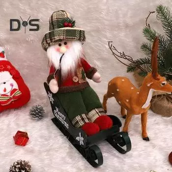 Рождественская кукла, украшение, сани, машина, тянущая Санта-Клауса, снеговика, сидящая кукла, мягкая рождественская фигурка для торгового центра, офиса, отеля, ресторана, бара Snowman