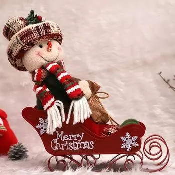 Рождественская кукла, украшение, сани, машина, тянущая Санта-Клауса, снеговика, сидящую куклу, мягкую Snowman
