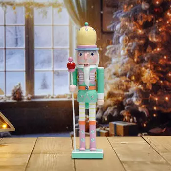 Рождественская кукла-украшение Щелкунчик, фигурка высотой 14,96 дюйма, коллекционная витрина, ручная работа, дерево зелёный