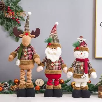 Рождественская кукла, украшение, телескопическая нога, плюшевая кукла, игрушка, чучело Санты, снеговика, оленя, рождественское украшение для магазина, офиса, отеля, бара B