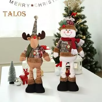 Рождественская кукла, выдвижная, стоящая, снеговик, Санта, олени, украшения ручной работы, праздничный домашний декор для украшения комнаты с елкой A
