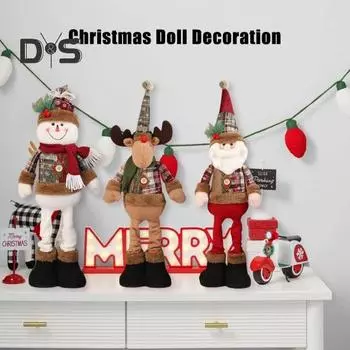 Рождественская кукла, выдвижная, стоящая, снеговик, Санта, олени, украшения ручной работы, праздничный домашний декор для украшения комнаты с елкой A