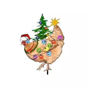 Рождественская курица с луковицами, рождественские знаки для сада и двора, петух, дворовое искусство, рождественские украшения на открытом воздухе для лужайки и патио