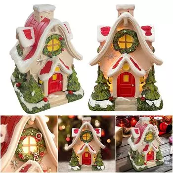 Рождественская курильница для благовоний со светодиодными лампами Курильница для благовоний в виде бревенчатого домика Креативная курильница для благовоний в виде домика для праздничного домашнего декора