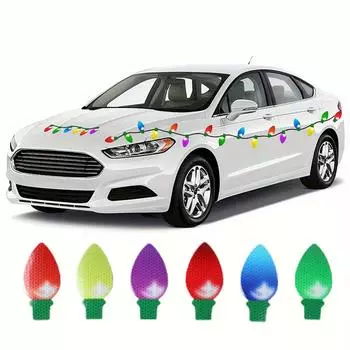 Рождественская лампочка автомобиль магнитная светоотражающая наклейка веселые рождественские украшения для дома 2024 Navidad Natal Noel Новый год 2025