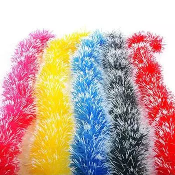 Рождественская лента 2м: Шерсть с белой окантовкой и цветами марены — новогодний подарок-украшение