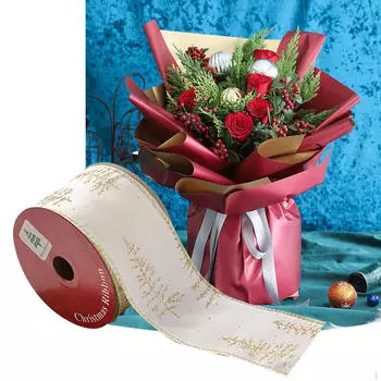 Рождественская лента для упаковки подарков, декоративная, роскошная, ширина 6,3 см, упаковка 9,1 м Style C