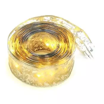 Рождественская лента, гирлянда, золотая лента, теплый свет, 50 светодиодов, рождественская елочная лента для Рождества