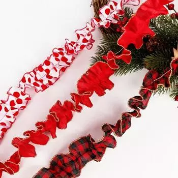 Рождественская лента Практичная плиссированная яркая цветная рождественская лента Рождественская лента для декора елки Рождественская лента для вечеринки красный черный