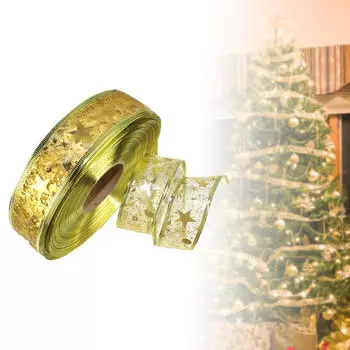 Рождественская лента, прочная проводная блестящая декоративная упаковка для подарков, рождественские ленты для DIY золотой
