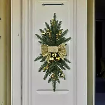 Рождественская лестница Swag Цветной шар Искусственное растение Бантик Многоразовый Крытый Открытый Окно Дверь Настенный венок Гирлянда Праздничное украшение красный