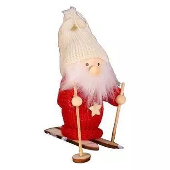 Рождественская лыжная девушка-кукла, вязаная шапка ручной работы, одежда многоразового использования, рождественская елка, подвесной гном, украшение, кулон, вечеринка, праздник, фестиваль, подарок A