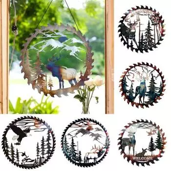 Рождественская металлическая вывеска на стену с оленем, металлическая настенная живопись, лесная елка, скульптура, настенный художественный декор D