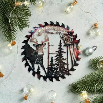 Рождественская металлическая вывеска на стену с оленем, металлическая настенная живопись, скульптура лесного дерева, настенный художественный декор, современный скандинавский железный лесной олень, праздничное украшение