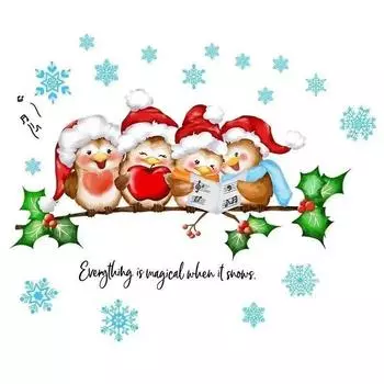 Рождественская милая птичка наклейка на стену украшение для дома ветка наклейка на стену паста для стекла двухсторонняя визуальная декорация аксессуар A