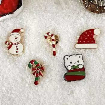 Рождественская Милая Снеговик Мультфильм Брошь Значок Металлическая Индивидуальная Булавка Женская Одежда Сумка Аксессуары