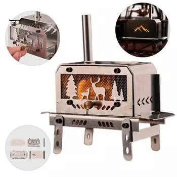 Рождественская мини-дровяная печь «Олень» из прочной нержавеющей стали для кемпинга на открытом воздухе, портативная дровяная угольная печь, курильница для благовоний, украшение для рабочего стола серебряный