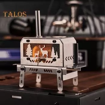 Рождественская мини-дровяная печь «Олень» из прочной нержавеющей стали для кемпинга на открытом воздухе, портативная дровяная угольная печь, курильница для благовоний, украшение для рабочего стола серебряный