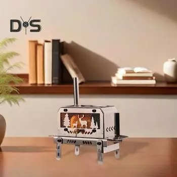 Рождественская мини-дровяная печь «Олень» из прочной нержавеющей стали для кемпинга на открытом воздухе, портативная дровяная угольная печь, курильница для благовоний, украшение для рабочего стола серебряный