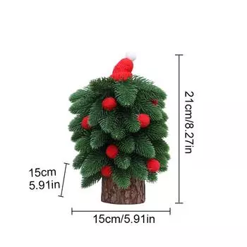 Рождественская мини-спальня Имитация елки из сосновых иголок Атмосфера Декоративный красный помпон Настольное украшение Праздничное украшение