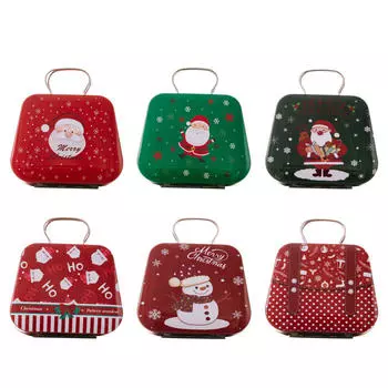 Рождественская мини-сумочка из жести, рождественская жестяная подарочная коробка, металлическая коробка для конфет, коробки для печенья на праздник, рождественские принадлежности для вечеринок, украшение one size