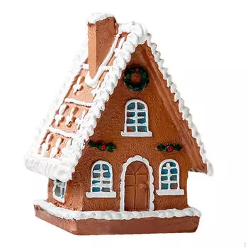 Рождественская миниатюрная статуэтка-домик, настольное украшение со светом, хижина, резиновая деревенская фигурка Without Tree Pattern